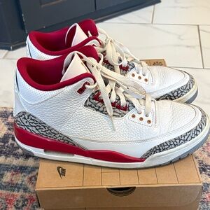 Nike Air Jordan 3 retro cardinal red. White and Red with Elephant Print
